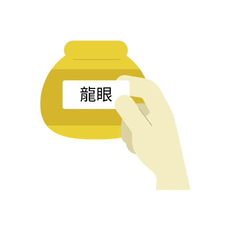 插圖：手部標註龍眼蜜的種類